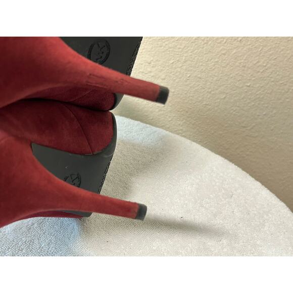 Michael Micheal Kors Felicity Burgundy Suede Stiletto Heels - Picture 9 of 11